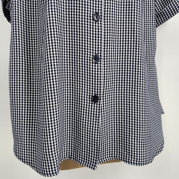 Maggie Barnes 2-in-1 Button Blouse Women's Plus Size 20W Checkered Short Sleeve - Picture 5 of 11
